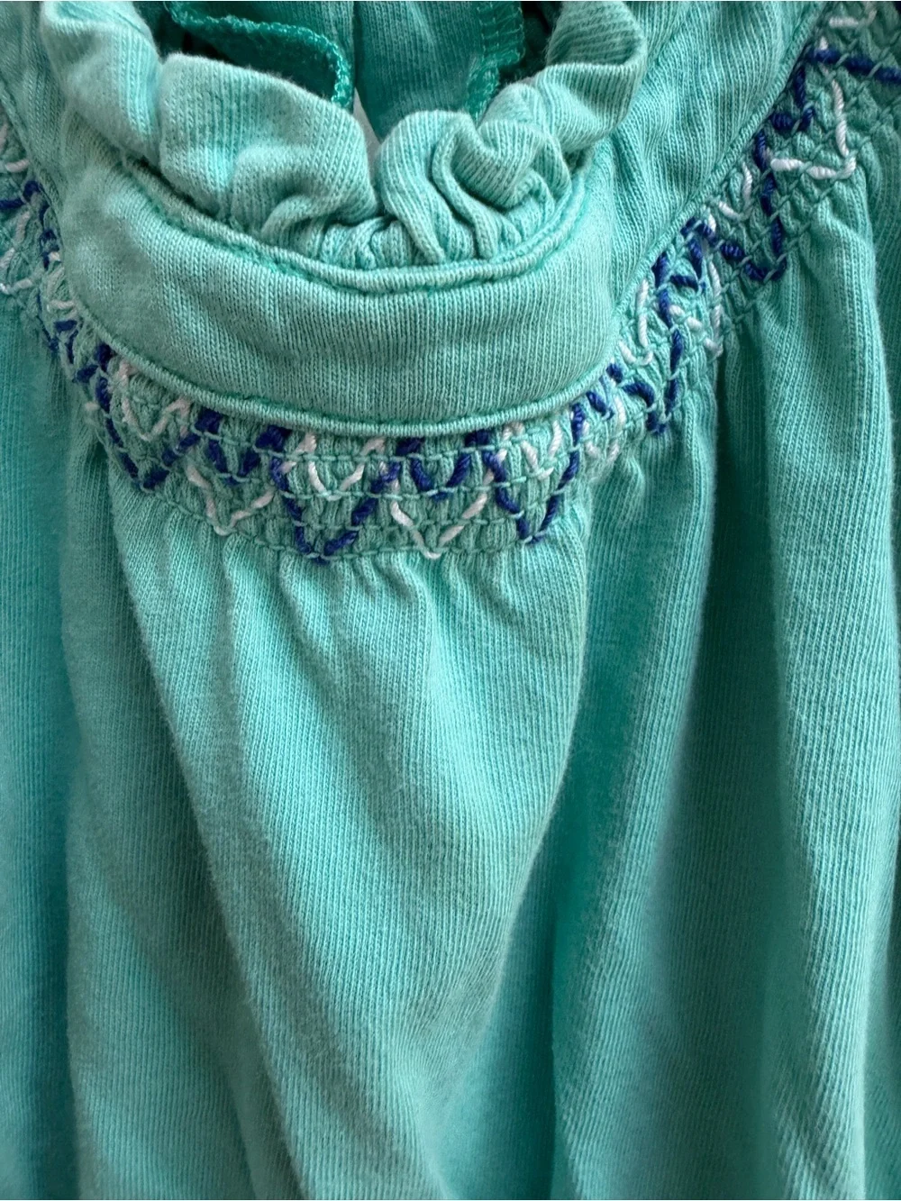 Gymboree Girls 4 Teal Green Ruffled Tank Dress with Embroidered Waist